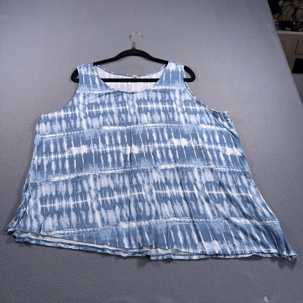 Cato Blue Tie Dye Swing Tunic Top 26/28W Plus‎ Boho Trapeze Uneven Hem Tank